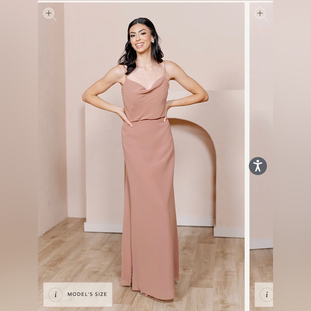 Skye chiffon dress. Color sand.